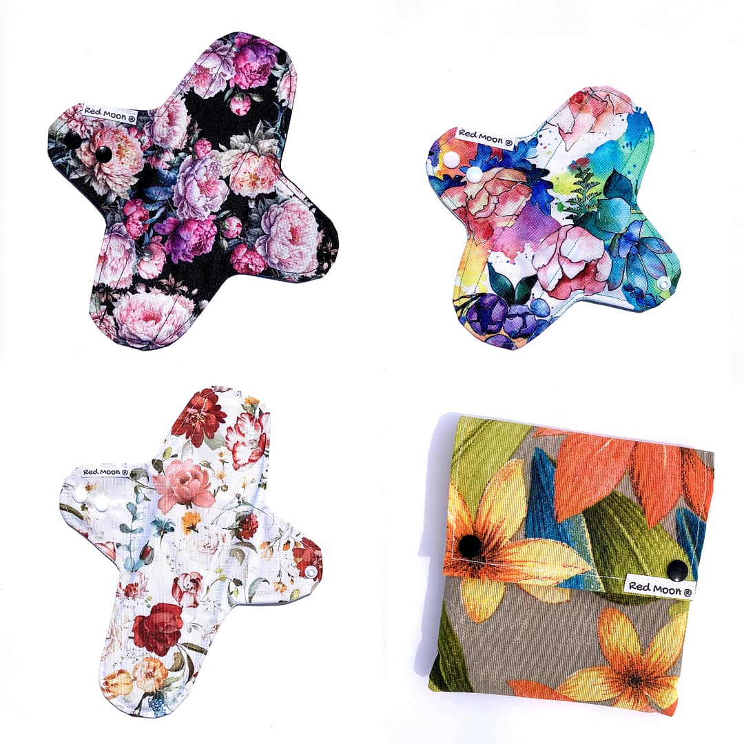 Pack de 3 compresas reutilizables de colores distintos con bolsa incluida