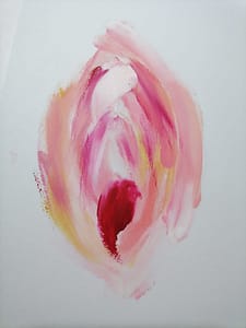 Óleo artístico sobre lienzo representando vulva - Red Moon