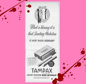 Ilustración histórica sobre menstruación y primeros productos absorbentes