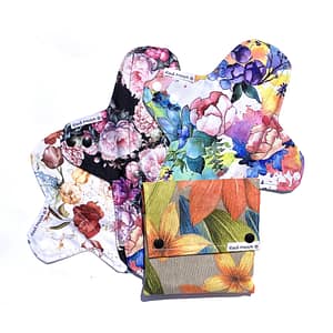 Pack ahorro de 3 compresas reutilizables con bolsa porta compresas impermeable